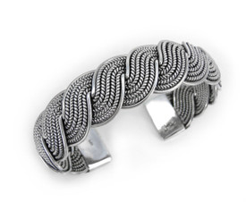 Sterling Silver Woven Twist Cuff Bracelet