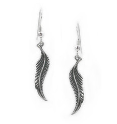 Sterling Silver Curved Feather Earrings