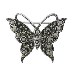 Marcasite Sterling Silver Butterfly Pin