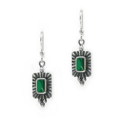 Sterling Silver and Stone Inlay "Jorgette" Drop Earrings, Malachite