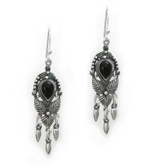Sterling Silver "Jordana" Crystal and Drops Earrings, Black