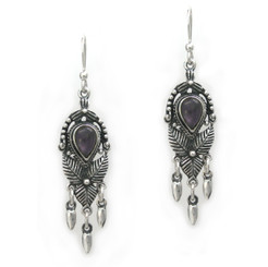 Sterling Silver "Jordana" Crystal and Drops Earrings, Purple