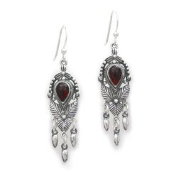 Sterling Silver "Jordana" Crystal and Drops Earrings, Red