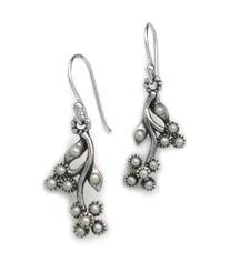 Sterling Silver Flowers Synthetic Pearls Beads Earrings