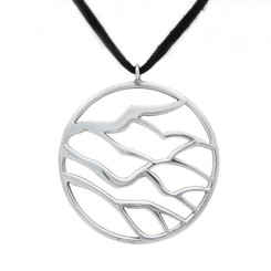 Sterling Silver "Branches" Medallion on Ultra Fiber Suede Cord, 16"