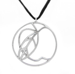 Sterling Silver Apple Medallion on Ultra Fiber Suede Cord, 16"