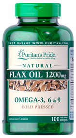 Item # 13320 / Natural Flax Oil 1200 mg 100s / 天然有機冷壓亞麻子油 1,200毫克  (奧米加3-6-9 ) 100粒