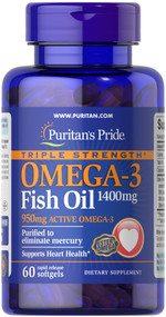 Item # 16105 / Triple Strength Omega-3 Fish Oil 60s / 三倍強效奧米加3 魚油丸 1400 毫克 (含950毫克活性奧米加3) 60粒