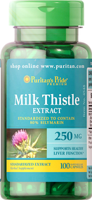 Item #4548 / Puritan's Pride Milk Thistle Standardized Extract 250 mg (Silymarin) 100s / 標準化奶薊提取物250 毫克 (水飛薊素) 100粒