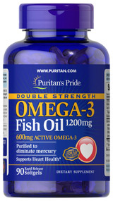 Item # 17131 / Double Strength Omega-3 Fish Oil 雙倍強效奧米加3 魚油丸1,200毫克 (含600毫克活性奧米加3) 90粒[EXP 有效日期 5/26]