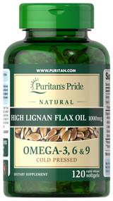 Item #10102 / Natural Flax Oil 1000 mg 天然有機冷壓亞麻子油 1,000毫克 (奧米加3-6-9 ) 120粒