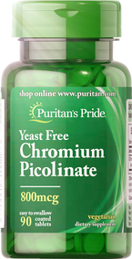 Item #2600 / Chromium Picolinate 800 mcg Yeast Free 90s / 鉻元素 800微克 (不含酵母)90粒[EXP DATE有效日期 3/2026] 