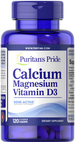 Item # 16154 / Puritan's Pride Calcium, Magnesium, Vitamin D3 120s / 鈣，鎂，維他命D3配方 120粒