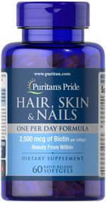 Item #55554 /Puritan's Pride Hair, Skin & Nails One Per Day Formula 60s / 頭髮，皮膚和指甲配方(每日1粒) 60粒