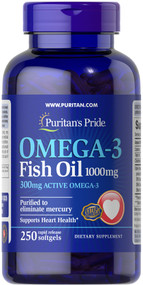 Item # 3835 / Omega-3 Fish Oil 1000mg (300 mg Active Omega-3) 250s / 奧米加3魚油丸1,000毫克 (含300毫克活性奧米加3) 250粒