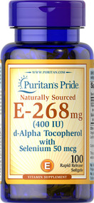 Item #3840 / Puritan's Pride Vitamin E-with Selenium 400 IU Natural 100s  天然維他命E 400 IU (含硒)100粒[EXP 有效日期3/2026]