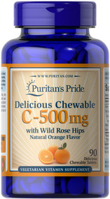 Item # 3880 / Delicious Chewable C-500 mg with Wild Rose Hips 90s / C-500毫克美味咀嚼片(含野生玫瑰果) 90粒[EXP 有效日期 11/2026]