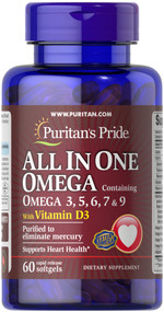 Item # 50073 / All In One Omega 3, 5, 6, 7 & 9 with Vitamin D3 60s  奧米加3，5，6，7&9及維他命D3配方60粒