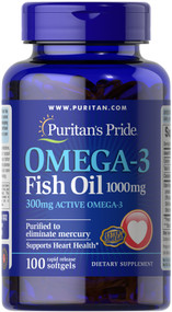 Item#3832 / Omega-3 Fish Oil 奧米加3 魚油丸 1000 毫克 (含300毫克活性奧米加3) 100粒[EXP 有效日期 9/2026]