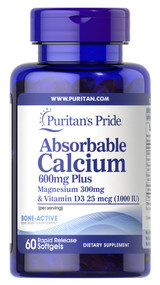 Item # 53580 / Absorbable Calcium 600mg plus Magnesium 300mg & Vitamin D 1000iu 60s / 可吸收性液體鈣 600毫克，鎂 300毫克及維他命D 1,000 IU配方60粒裝 
