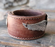 Angel Heart and Wing Leather Cuff - Upcycled from a vintage leather belt - by Ever Designs Jewelry