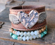 Angel Heart and Wing Leather Cuff - Upcycled from a vintage leather belt - by Ever Designs Jewelry