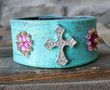 Turquoise Cross Leather Cuff