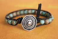 Turquoise Boho Leather Wrap Bracelet - Stackable