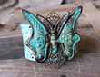 Turquoise Butterfly Leather Cuff