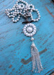 White Pearl Long Knotted Tassel Necklace