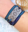 Baroque Motif Silk Ribbon Wrap Bracelet