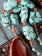 Chunky Turquoise Necklace With Agate Pendant