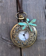 Dragonfly Pocket Watch Necklace
