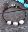 Knotted Leather Pearl Bracelet