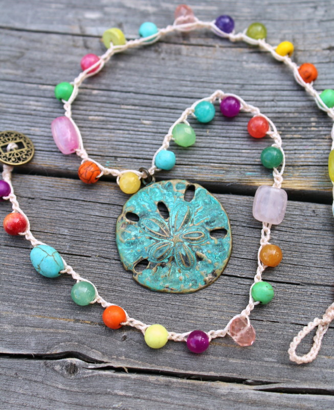 Colorful Crochet Sand Dollar Necklace - Ever Designs Jewelry