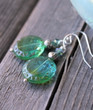 Raindrop Earrings - Green Czech Glass