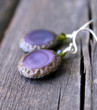 Raindrop Earrings - Purple Czech Glass