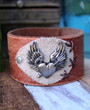Winged Heart Recycled Leather Cuff