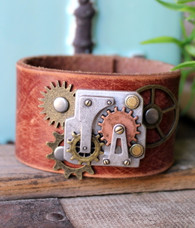 Steampunk Recycled Leather Cuff