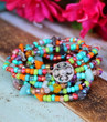 Multi Color Beaded Wrap Necklace and Bracelet - Bohemian Jewelry by Ever Designs Jewelry