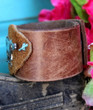 Galloping Horse Rugged Recycled Brown Leather Bracelet Cuff Cowgirl