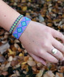 Hand Loomed Beaded Bracelet - Blue Purple Diamond Pattern - Sasha