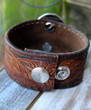 Turquoise Concho Recycled Leather Cuff