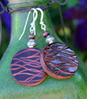Round Brown Leather Earrings