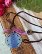 Esmeralda Gypsy Necklace Blue Mauve Brown Leather