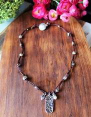Knotted Leather Dragonfly Necklace