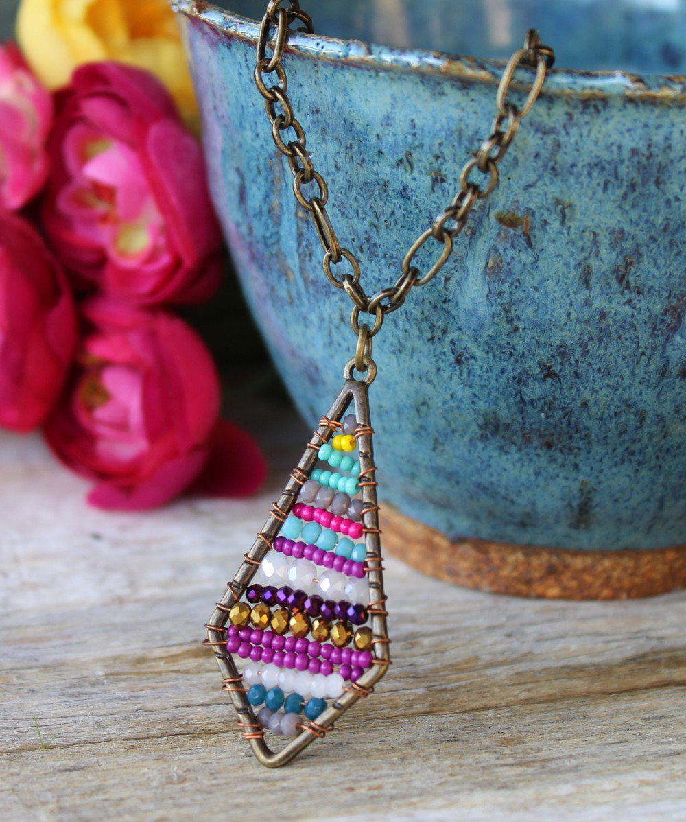 Colorful Beaded Gemstone Chain Necklace | Ever Designs Jewelry
