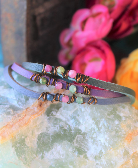 Wire-Wrapped Gemstone Bracelets