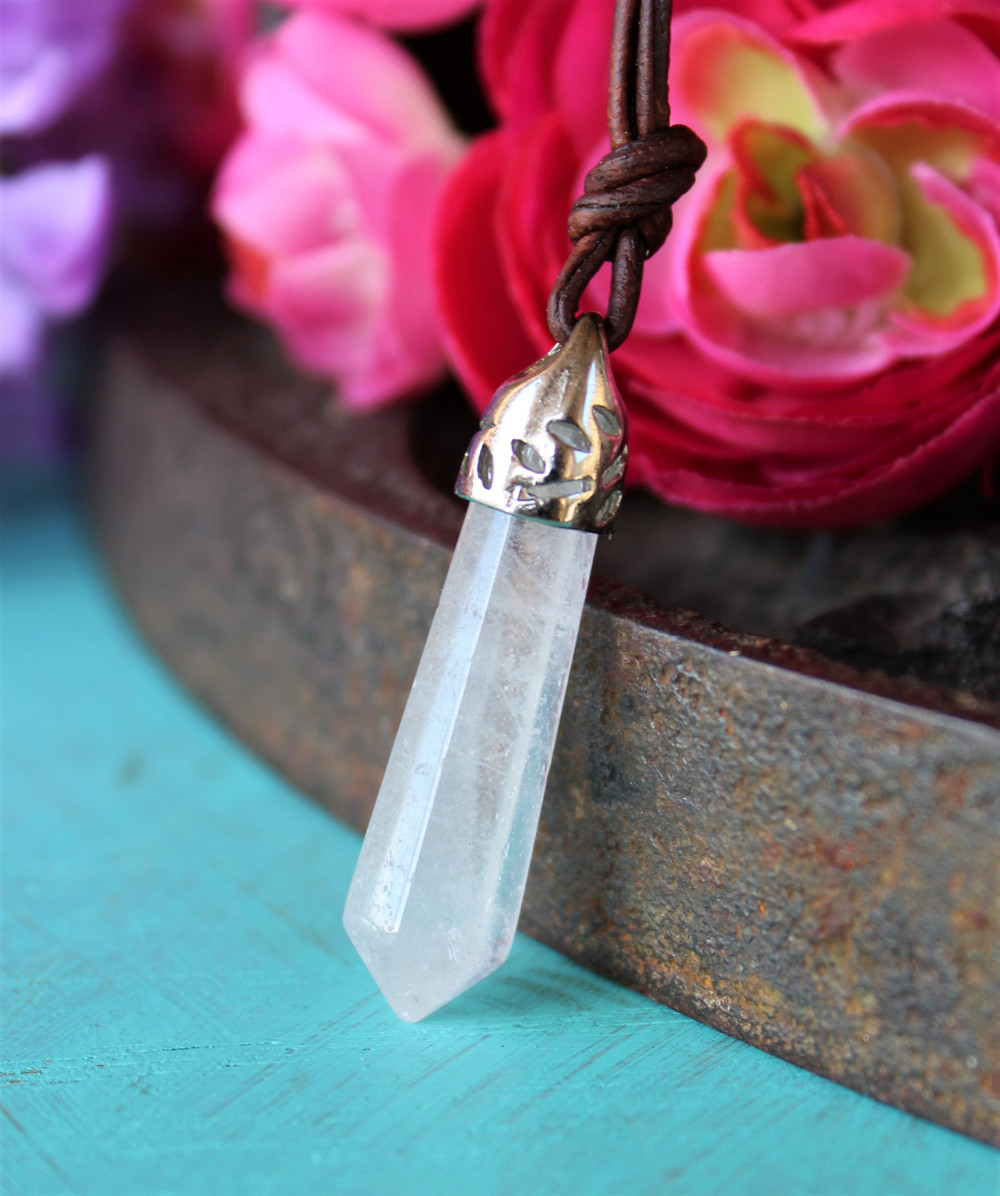 Crystal healing stones necklace clearance