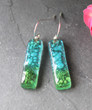Fused Glass Earrings - Cool Mint Green and Blue